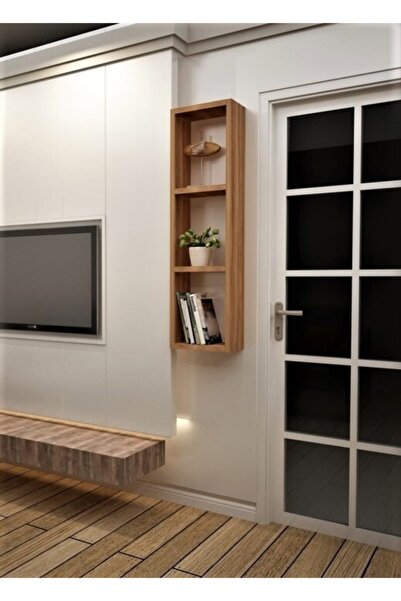 Dekormer Design Kitaplık Kahve Tek Duvar Rafı