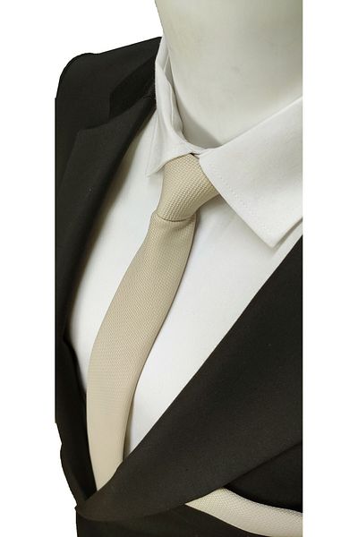 Le Voux Ecru Color Oxford Dobby Self Patterned Tie and Handkerchief