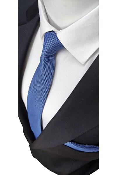 Le Voux ربطة عنق ومنديل منقوشة ذاتيًا من أكسفورد باللون الأزرق النيلي