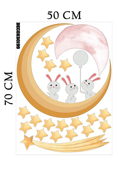 Tilki Dünyası Cute Rabbits, Stars Deco Kids Room Sticker