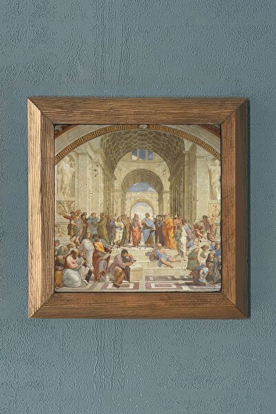 Oscar Stone Decor Masif Çerçeveli Doğaltaş Tablo 28x28 Cm The School Of Athen...