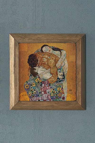 Oscar Stone Decor Masif Çerçeveli Doğaltaş Tablo Pano 28x28 Cm Gustav Klimt A...