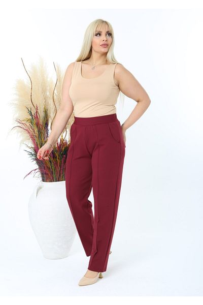 LİKRA Women's Large Size Pocket High Waist Stretchy Mira Trousers