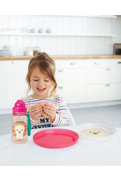 Skip Hop Children's Pink Lama Zoo Non-Slip Bowl Plate Set