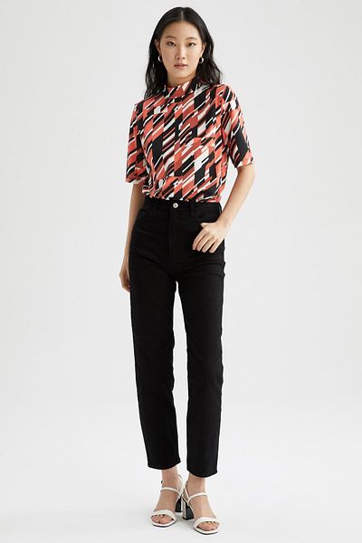 DeFacto Tricou cu mânecă scurtă cu model retro, slim fit