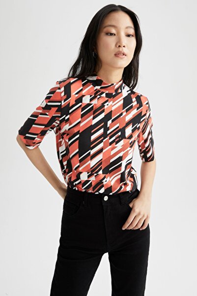 DeFacto Μπλουζάκι με κοντό μανίκι με ρετρό σχέδιο με λεπτή εφαρμογή