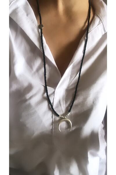 by özllem قلادة الهلال الخرز الأسود