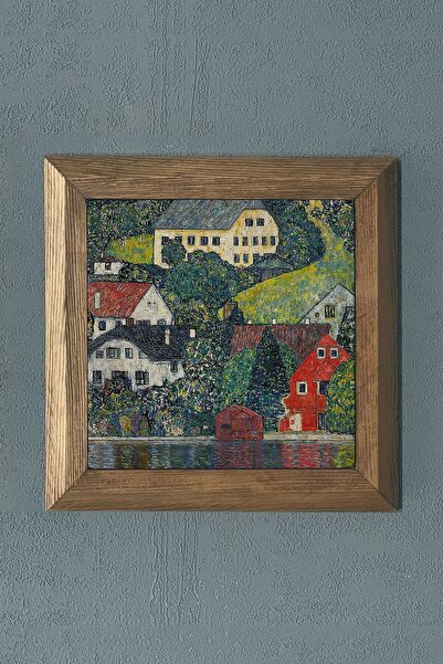 Oscar Stone Decor Masif Çerçeveli Doğaltaş Tablo Pano 28x28 Cm Gustav Klimt T...