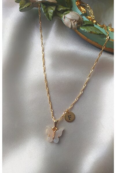 Asia by Leuvoié F Harfli Beyaz Kelebek Kolye