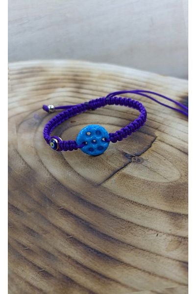 Nev Tasarım Syriac Seven Eyed Evil Eye Beaded Adjustable Bracelet