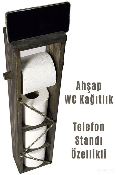 Ankaflex Ξύλινη θήκη χαρτιού τουαλέτας Βάση τηλεφώνου Τουαλέτας Προτεινόμενη θήκη χαρτιού μπάνιου Χακί χρώμα