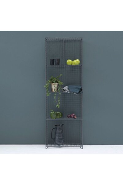 GO DEKOR Metal Kitaplık/ Vitrin 160 5 X 50 Cm Grid Maison Tilleul - Antrasit