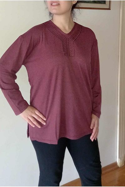 birsen içgiyim King Size Mother's Blouse with Jewelled Collar