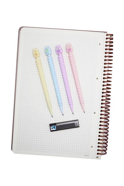 GLANCE 0.7 mm Versatil Pen Set with Teddy Bear Head 4 Colors Tombow Mono Lead 0.7 mm Tip