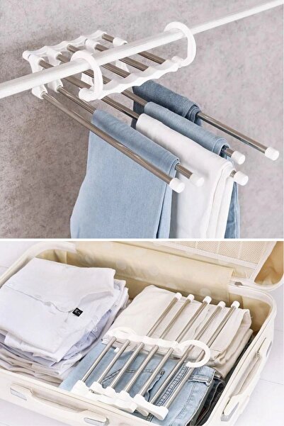 Buffer ® 4 Pieces Movable Closet Pants Tie Shawl Organizer Layered Hanger Organizer