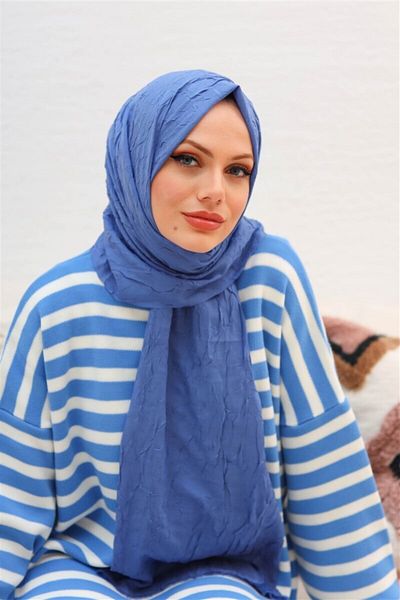 LİNASCARFS Losyana Bamboo Kraş - Şal Denim Blue