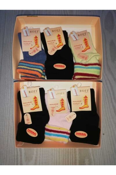 LAVİNİA Roff Roff Women's Thermal Wool Winter Socks 6 Pack