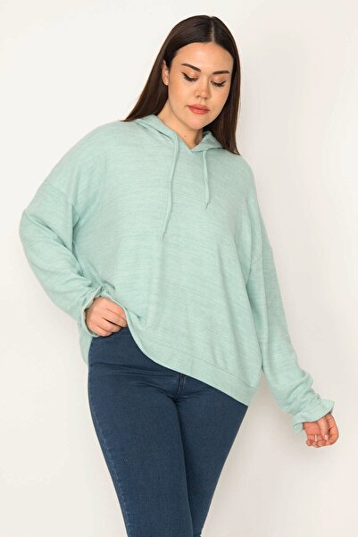 Şans Plus Size Sweatshirt - Turquoise - Oversize