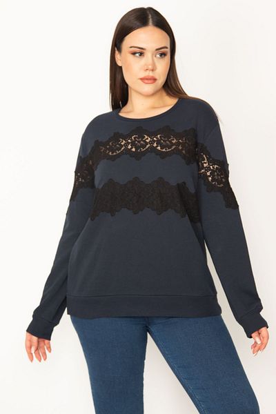 Şans Plus Size Sweatshirt - Navy blue - Regular fit