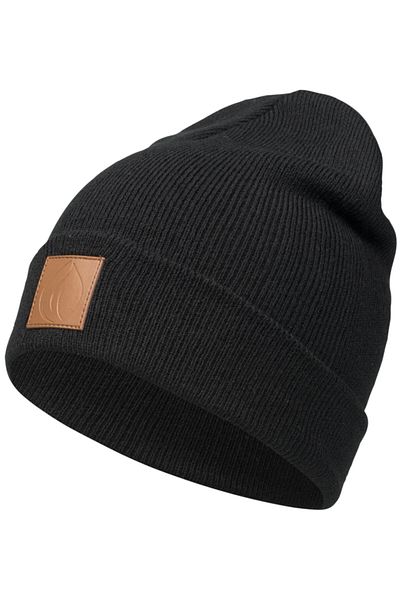nettofit Μαύρο Δερμάτινο Unisex Winter Wool Beret - με λεπτομέρεια ετικέτας