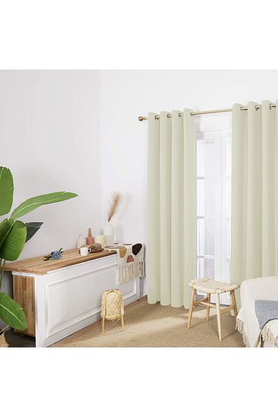 De'Vor Velvet Textured Background Curtain With Bird Eyes Ecru Off White For Planting Rustic