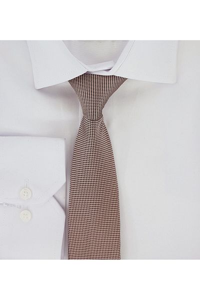Le Voux Salmon Color Oxford Dobby Self Patterned Tie and Handkerchief