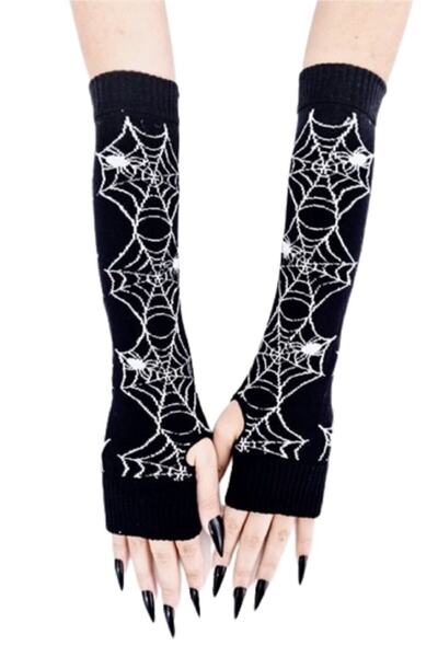 Metal Giyim Spider Web Patterned Sleeve Socks