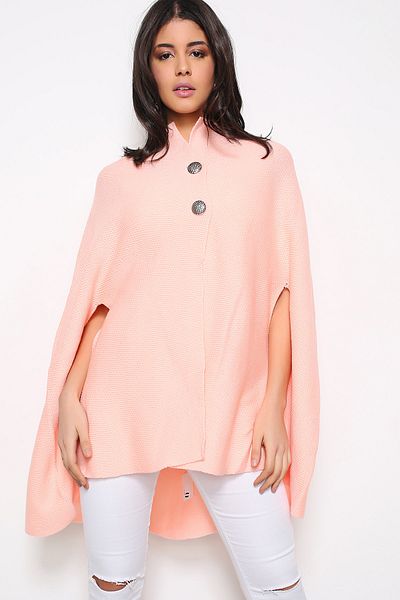 AVORWE Half Shirt Collar Plain Knitwear Poncho