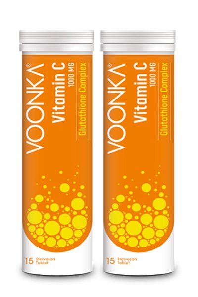 Voonka Vitamin C 1000 Mg Glutathione Complex 15 Effervescent Tablets 2 Pieces
