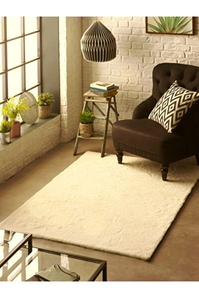 Tappeto Rex Tavşanı Dekoratif Post Peluş Halı Krem tüy Yüksekliği