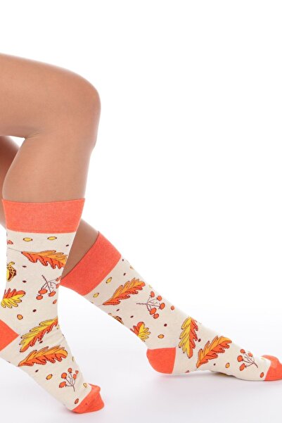 Esinti Κάλτσες με θέμα το φύλλο και το κλαδί - Πορτοκαλί