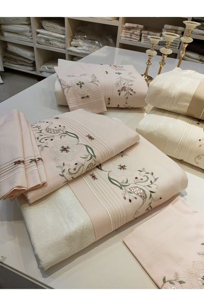 incisecrethome Our Handcrafted Needle Embroidered Rococo, Embroidered Pique and Duvet Cover Set is Composed of 7 Pieces