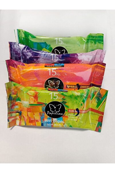 MSB Ambalaj Papilion Wet Pocket Wipes 15 Pieces *4 Pieces