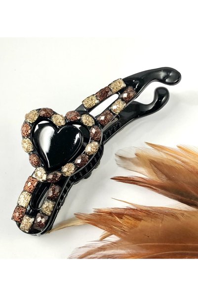 turkuazbijuteri Buckle-banana Model-brown Stones -For Knob -With Heart Figure