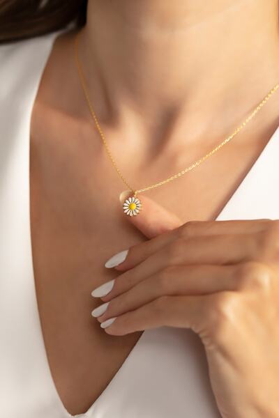 Eva Jewelry Mineli Papatya 14k Gold Kaplama Kadın Kolye