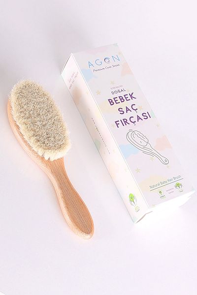 Agon Natural Goat Hair Soft Baby Hair Brush