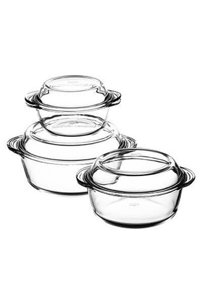 Paşabahçe Borcam - Large Round Pyrex Pot Set 3 Pieces 159005