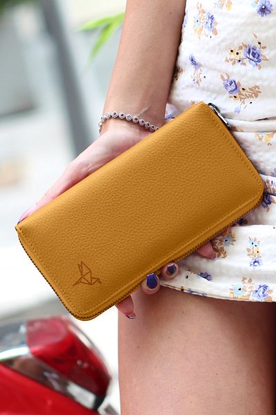 Garbalia Dámská peněženka Arthur Genuine Leather Hořčičně žlutá