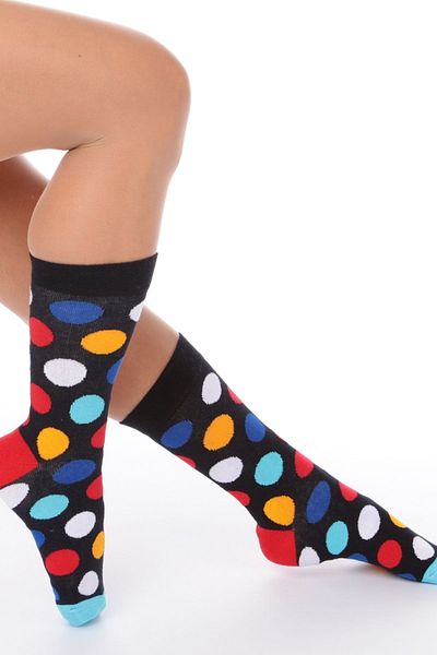 Socks Stores Socket Big Polka Dot Themed Socks 1 - Μαύρες