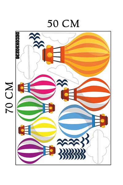 Tilki Dünyası Flying Balloons, White Clouds And Birds Deco Kids Room Wall Sticker