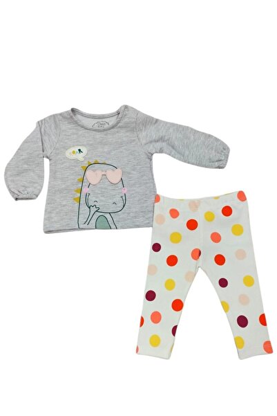 ipek atlas Baby Girl Polka Dot Cotton Long Sleeve Double Set