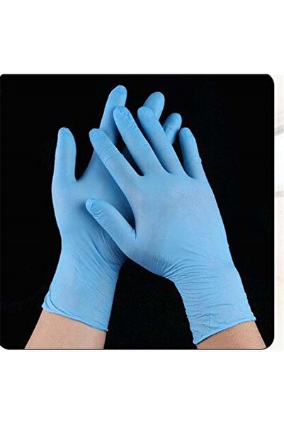 KOİNSMH قفازات جراحية نيتريل زرقاء خالية من البودرة كبيرة - 100 قطعة