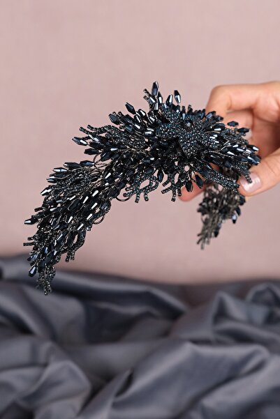 Limelia Νυφικό στέμμα χέννας με κρυστάλλινες χάντρες σε μπλε ναυτικό χρώμα