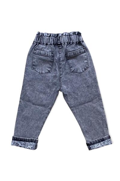 Çikoby Kız Bebek Beli Lastikli Mom Jeans