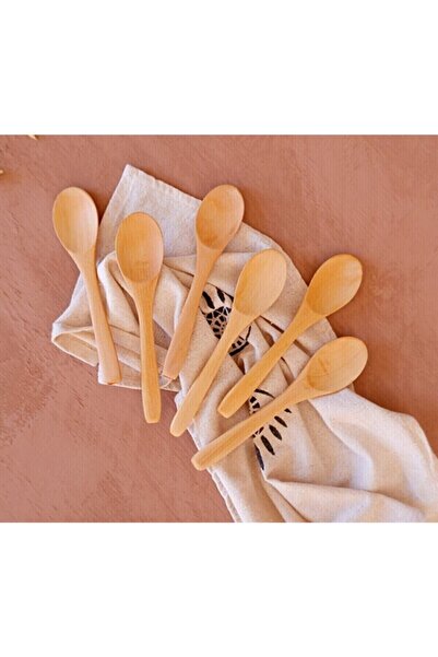 Genel Markalar 6 Parça Bambu Ahşap Kaşık 6'lı, Şekerlik Baharatlık Kaşığı, Bal Kaşığı Ahşap