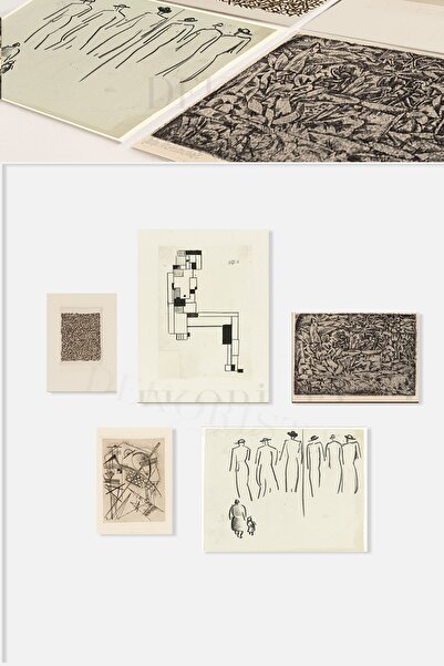 HOME DEKORİSTA Çerçevesiz Vintage 5'li Poster Seti, Galeri Duvarı, Sanatsal B...