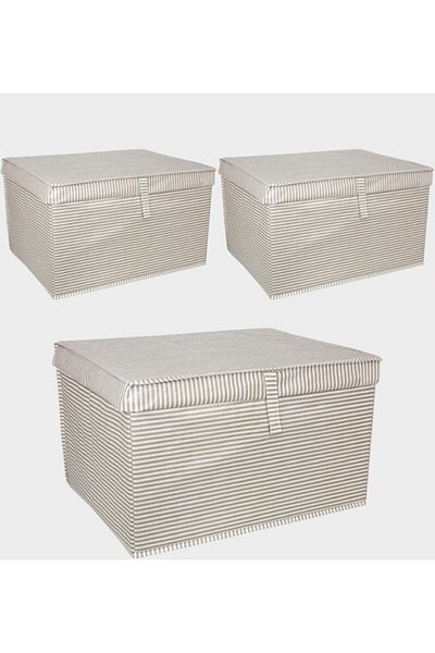 CimriKese 3 Pieces - Multi-Purpose Laundry Storage Organizer Storage Bag with Cover, Box 50x40x30 - Maxi Gray
