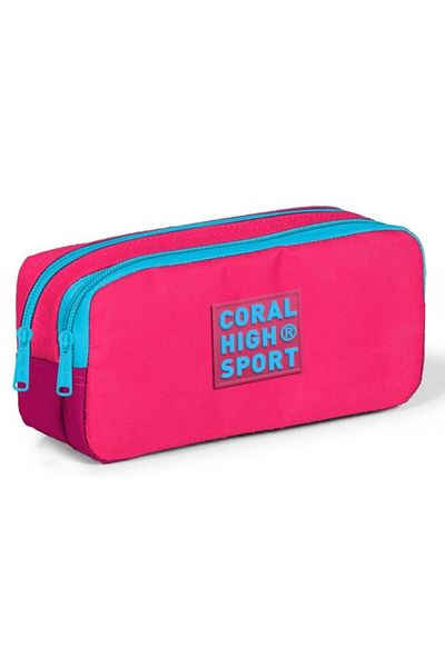Coral High Sport Ροζ-κόκκινη-μπλε τσάντα στυλό - Δύο θήκες