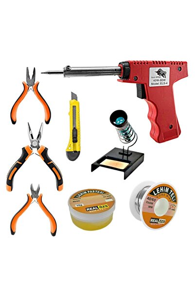 Hesaplı Hırdavat Full 8 Parça 80w Lehim Tabancası Ve Lehim Standı Pasta Lehim...