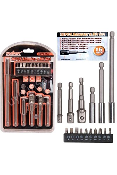 Duffa Horusdy Bits Uç Bağlantı Adaptör Seti Lokma Bağlantılı 16 Parça Sdy-94175